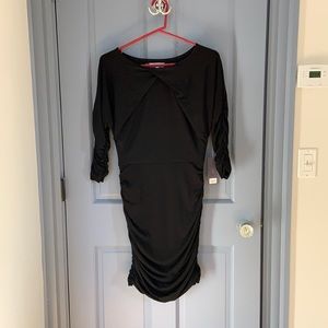 Black ruched bodycon dress